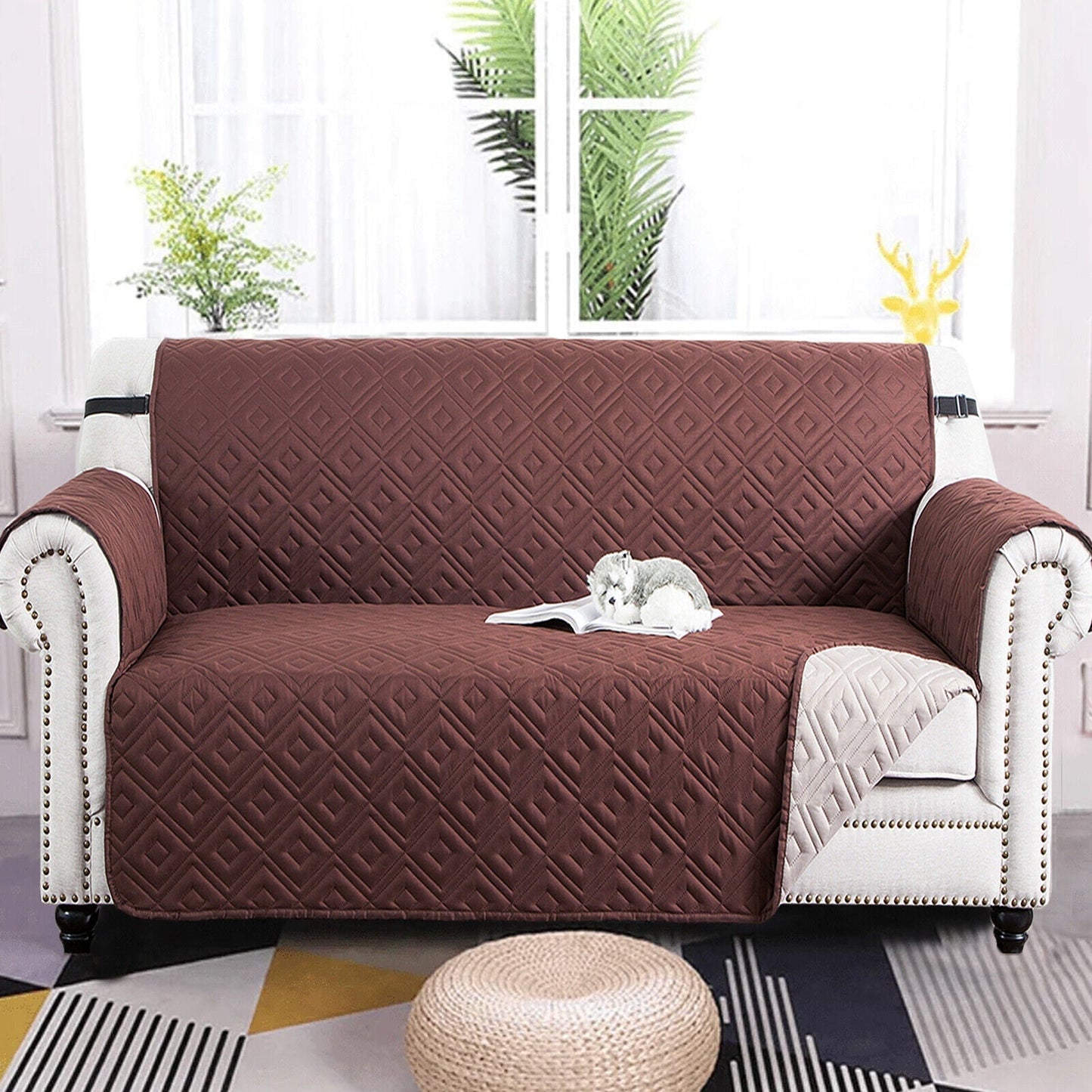 Water-Repellent Quilted Sofa Cover Pet Protector Non-Slip Throw