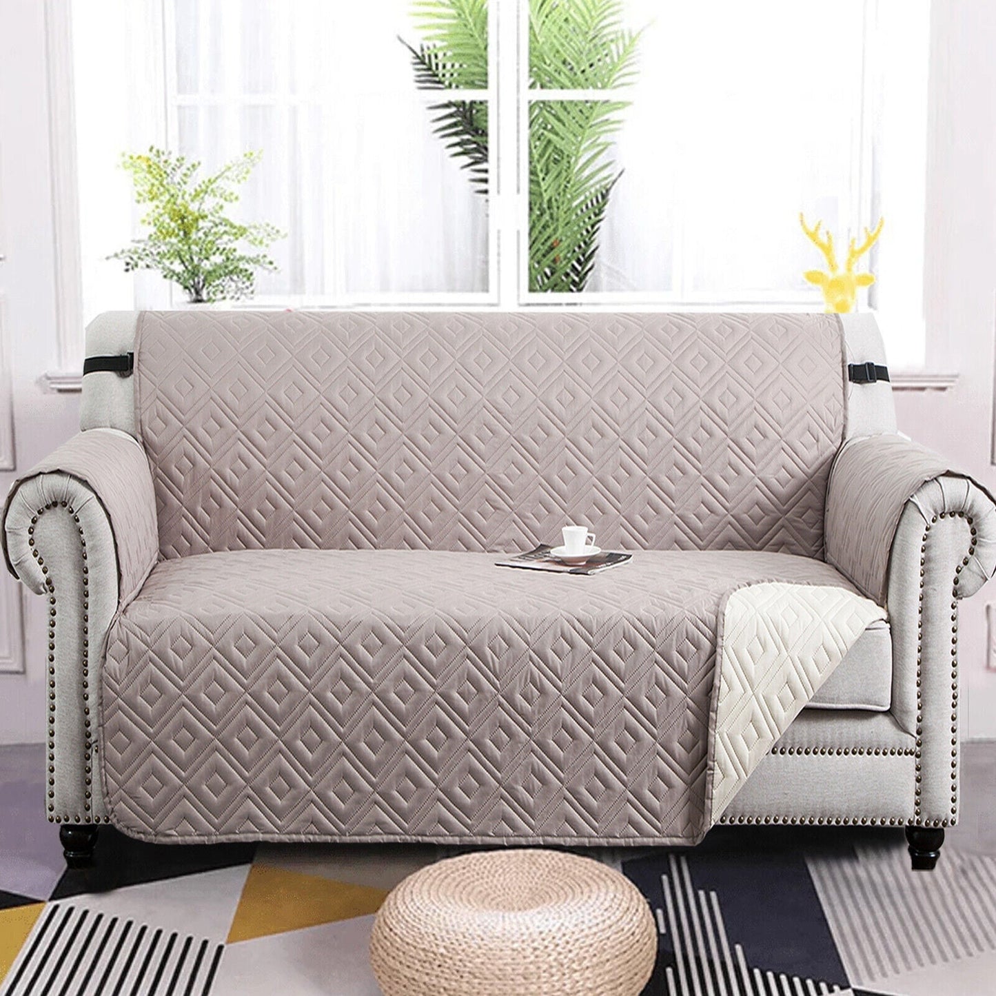 Water-Repellent Quilted Sofa Cover Pet Protector Non-Slip Throw