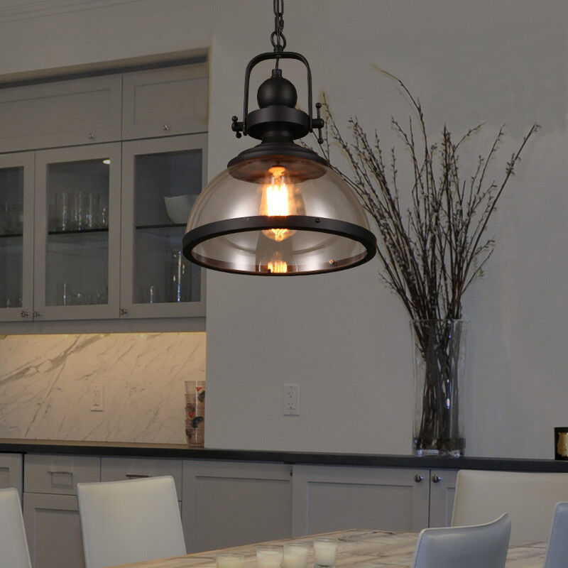 Antique Glass Industrial Chandelier Pendant Light
