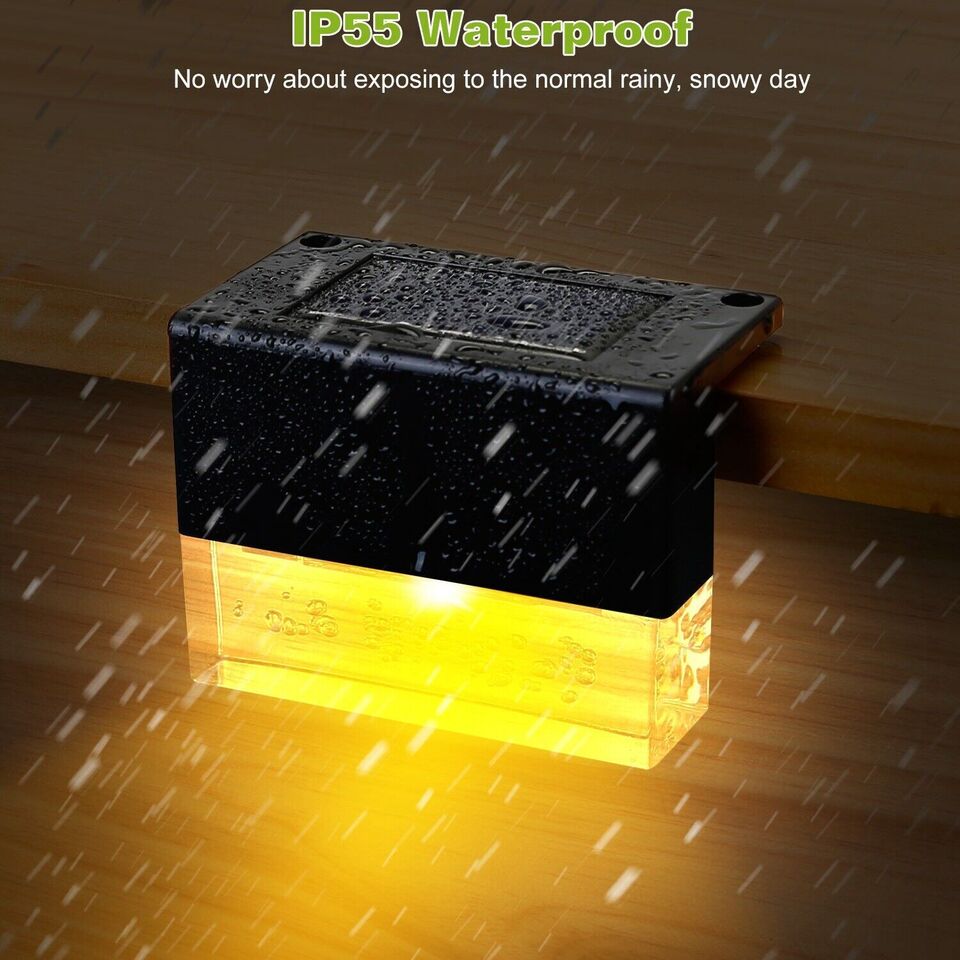 Solar Deck Lights with Color Changing Modes - Warm White and 7-Color Outdoor Step Lights