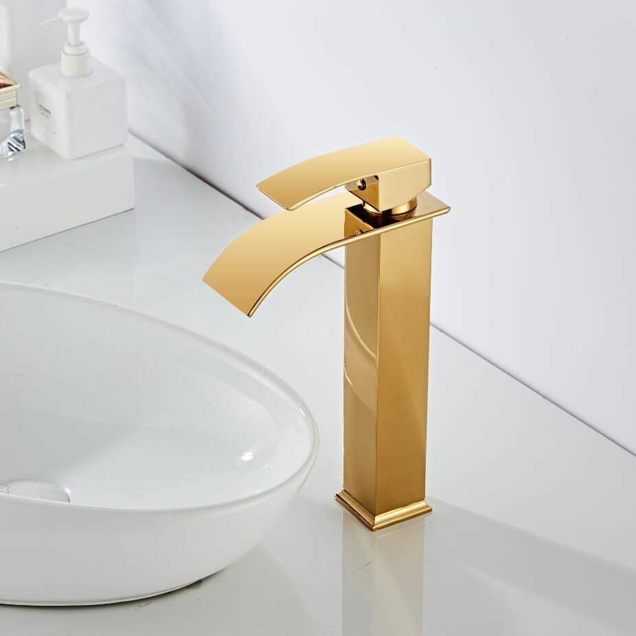 Brass Waterfall Vanity Faucet Mixer Tap