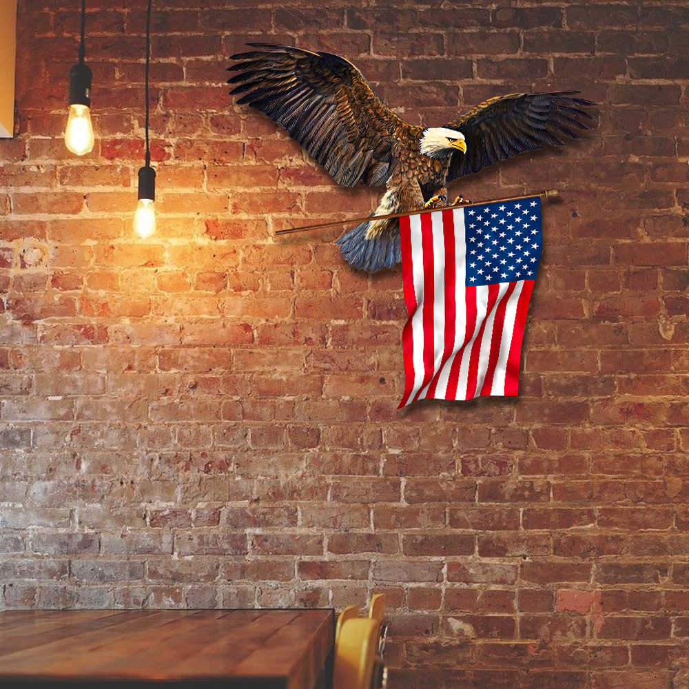 Eagle American Flag Metal Wall Sign 12-22 Inch