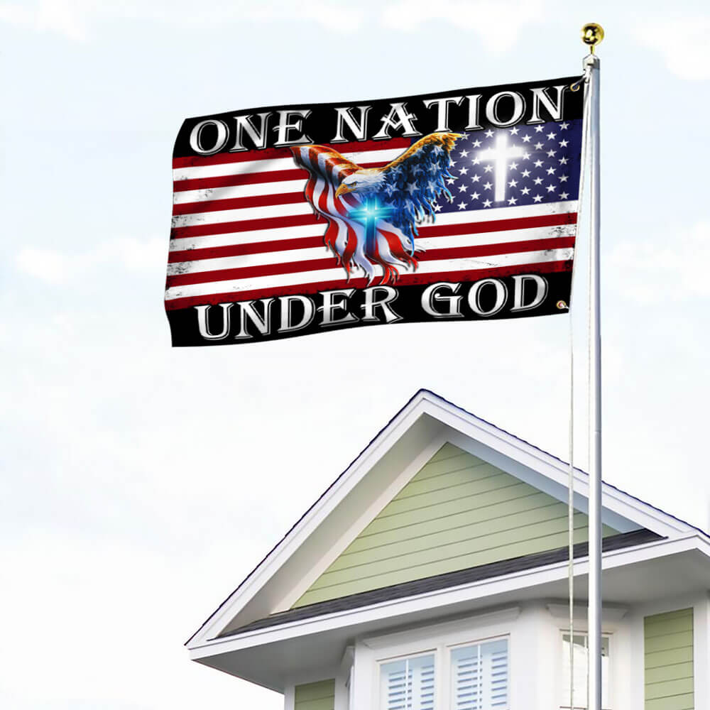 One Nation Under God Grommet Flag - Patriotic Christian Canvas Flag
