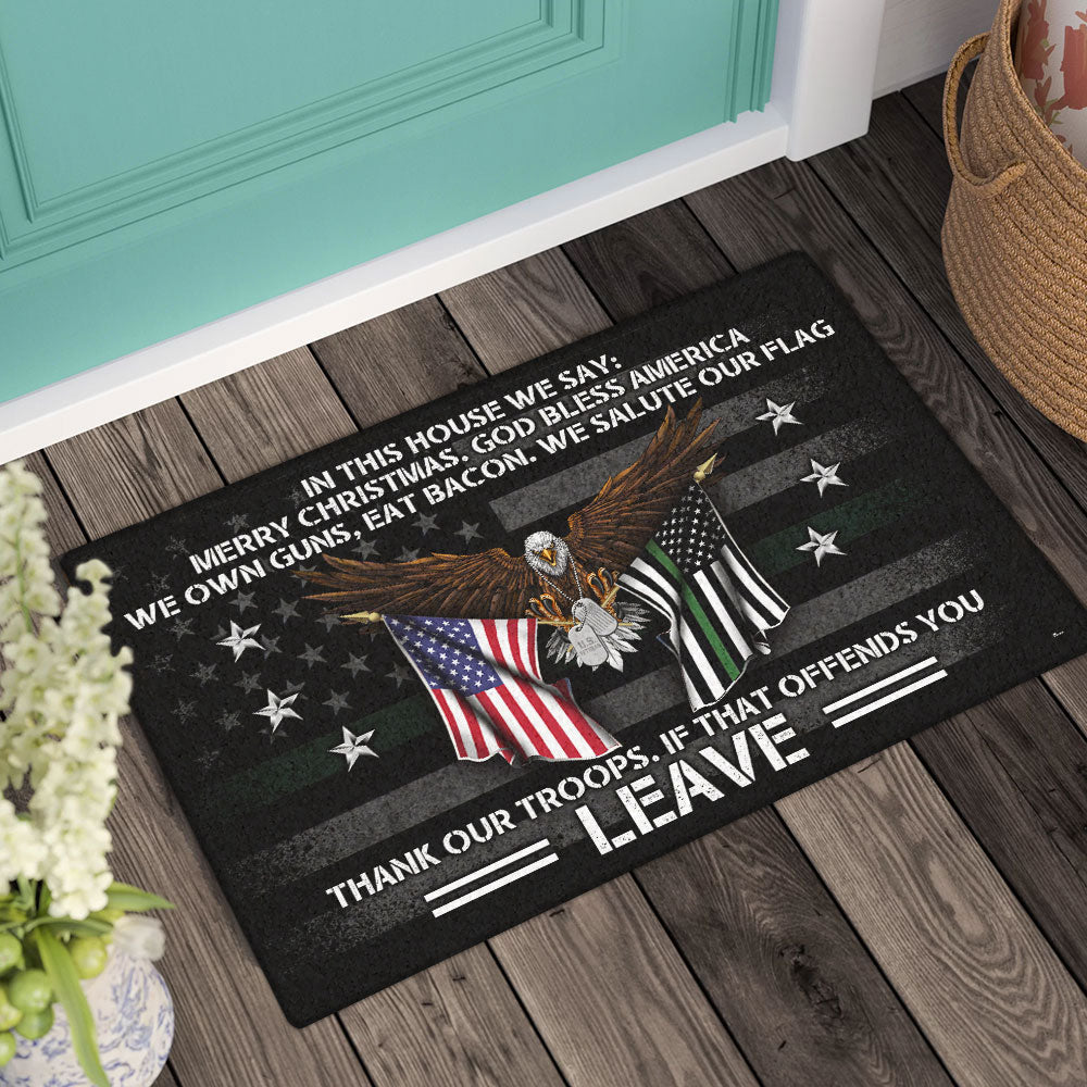 Patriotic Non-Slip Doormat Saluting Our Flag