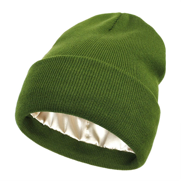 Silk Lined Wool Winter Beanie for Warmth and Hair Protection