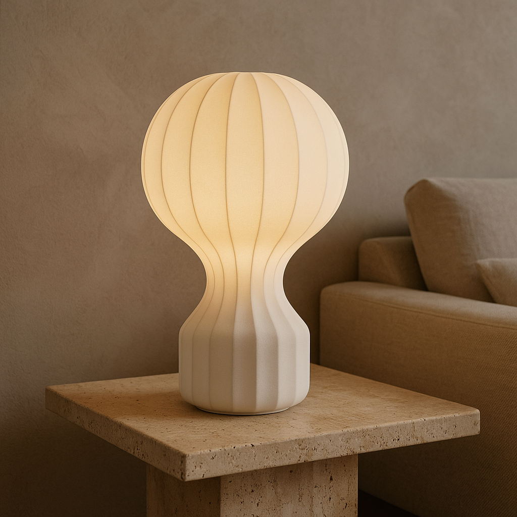Wabi Sabi Silk Table Lamp with Warm LED Light