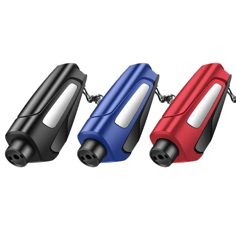 Compact Safety Hammer with Glass Breaker and Seat Belt Cutter