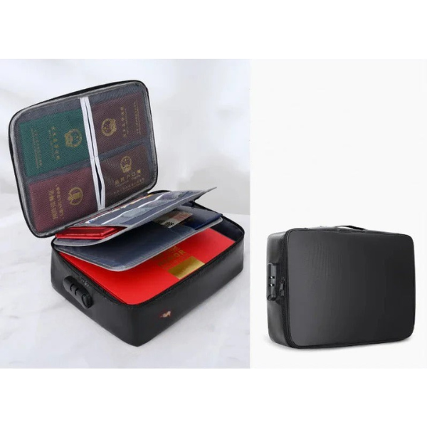 Fireproof Water-Resistant Document Organizer with Zipper and Handle