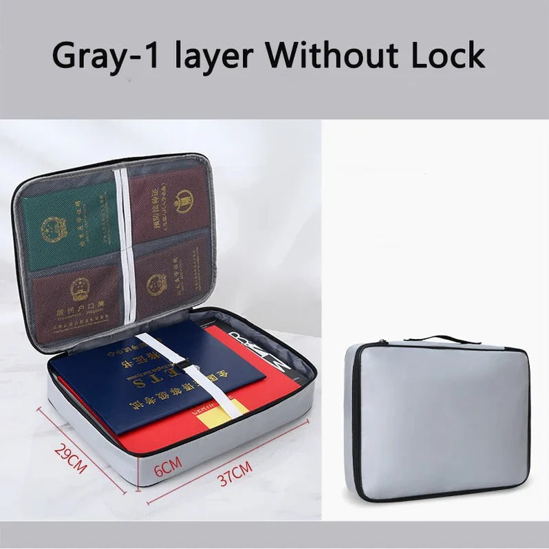 Fireproof Water-Resistant Document Organizer with Zipper and Handle