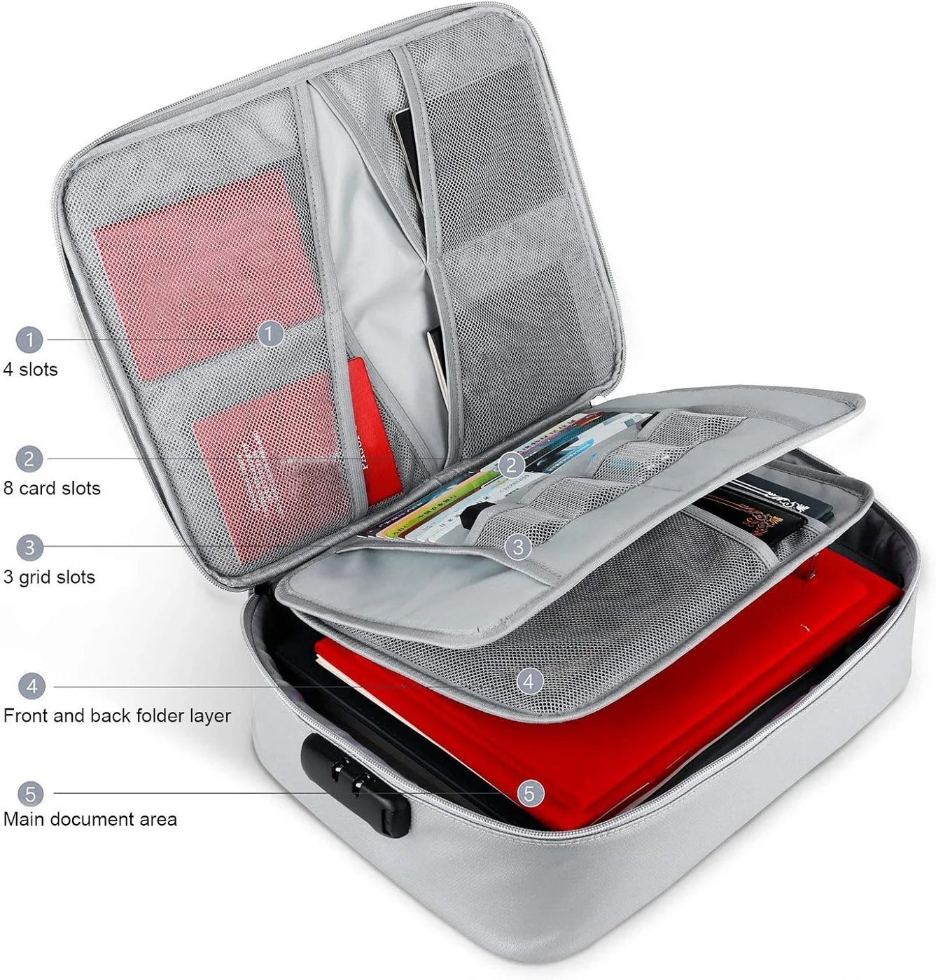 Fireproof Water-Resistant Document Organizer with Zipper and Handle