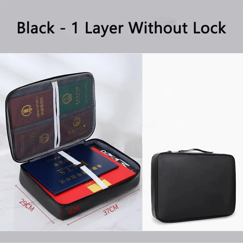 Fireproof Water-Resistant Document Organizer with Zipper and Handle