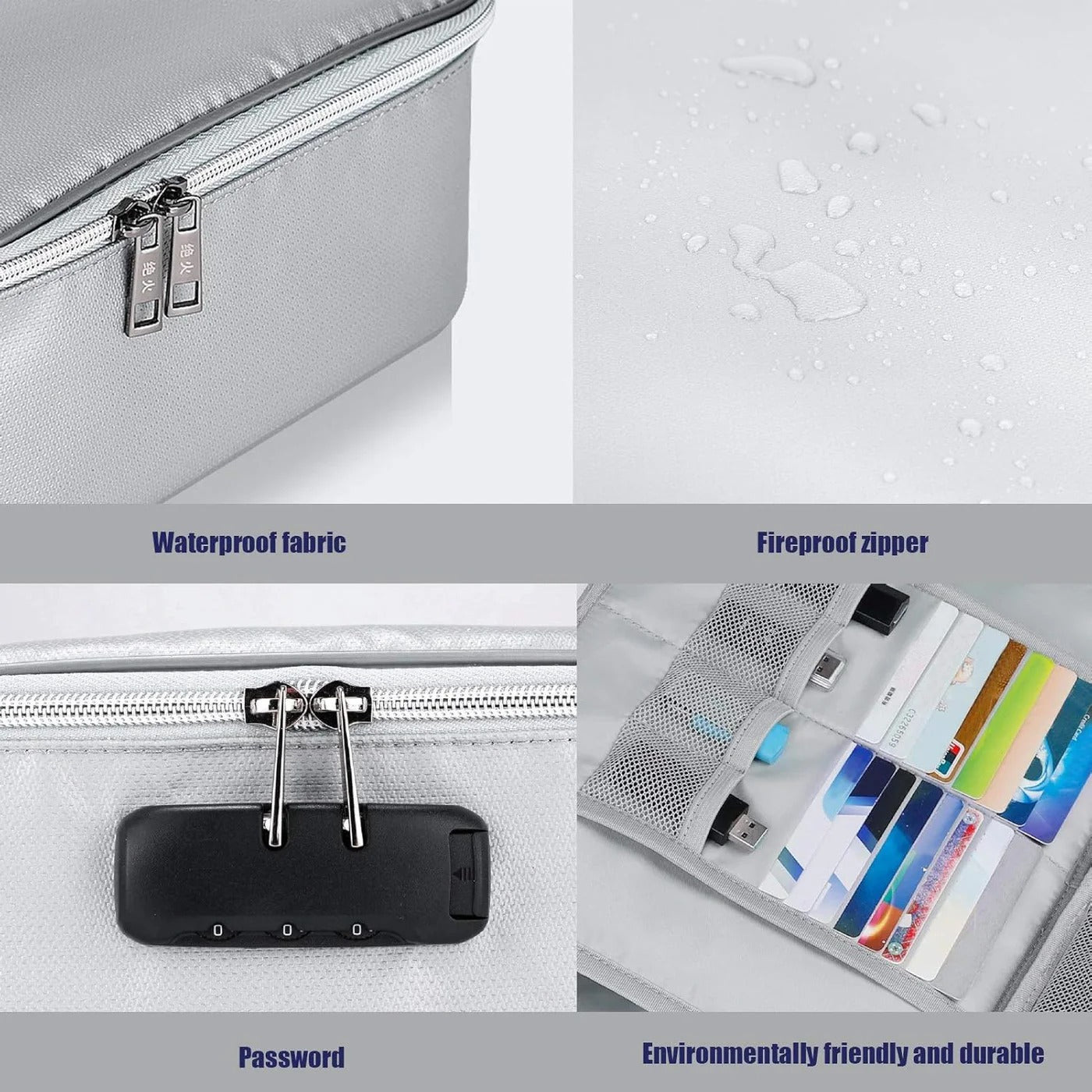 Fireproof Water-Resistant Document Organizer with Zipper and Handle