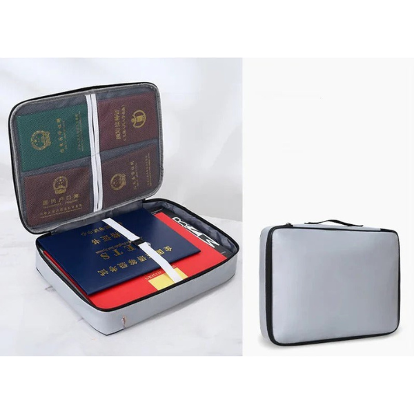 Fireproof Water-Resistant Document Organizer with Zipper and Handle