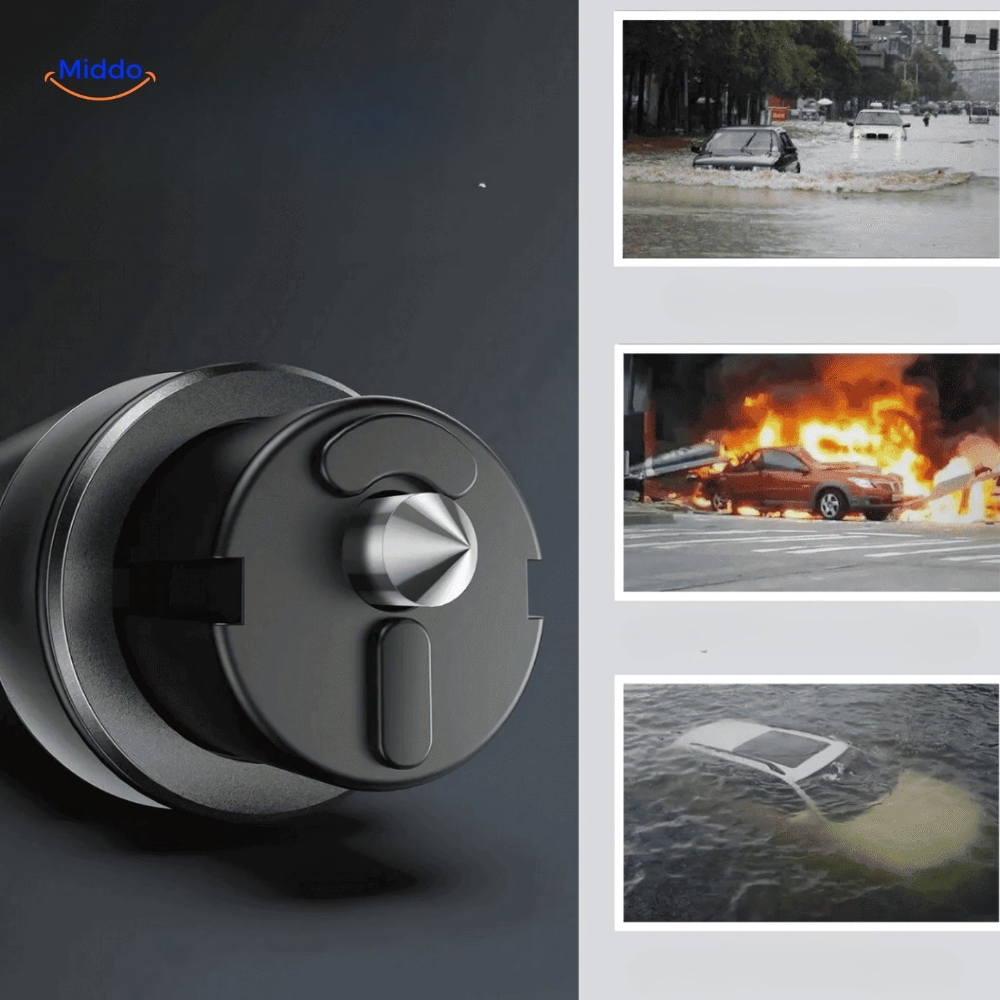 2-in-1 Emergency Tool with Glass Breaker and Safety Cutter