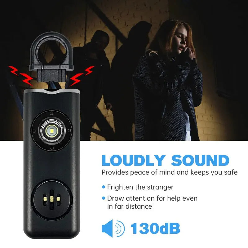 Personal Safety Alarm Keychain with 130 dB Siren and Flashlight