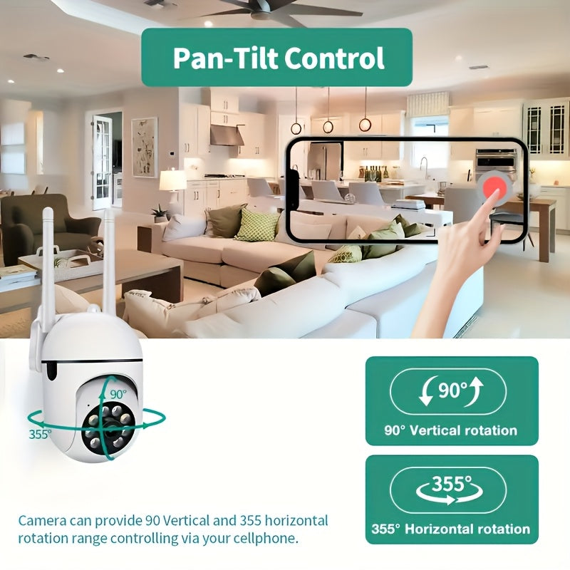 Indoor/Outdoor App-Controlled Security Camera with Night Vision and Motion Detection
