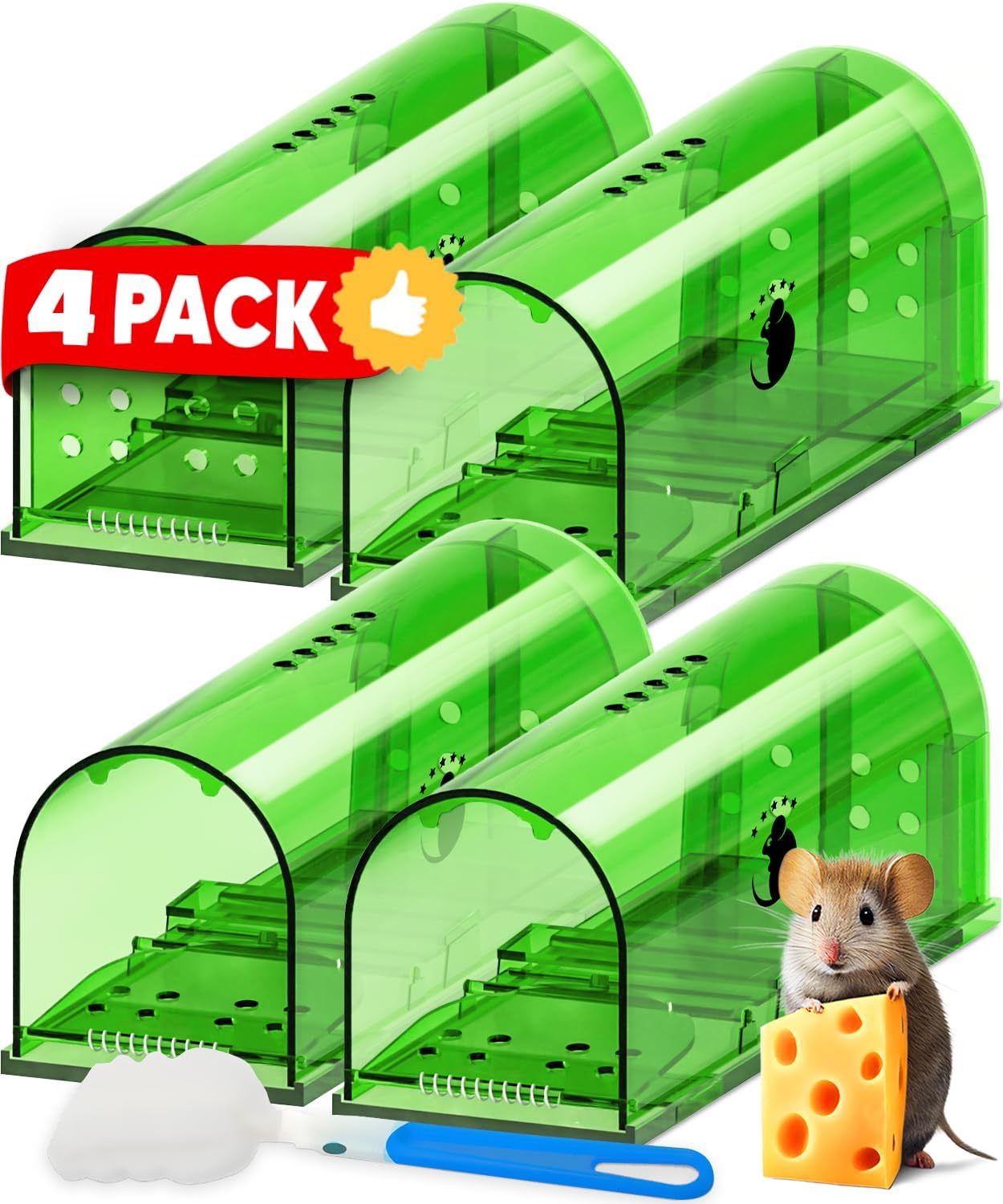 Humane Mouse Traps 4-Pack with Touch-Free Release
