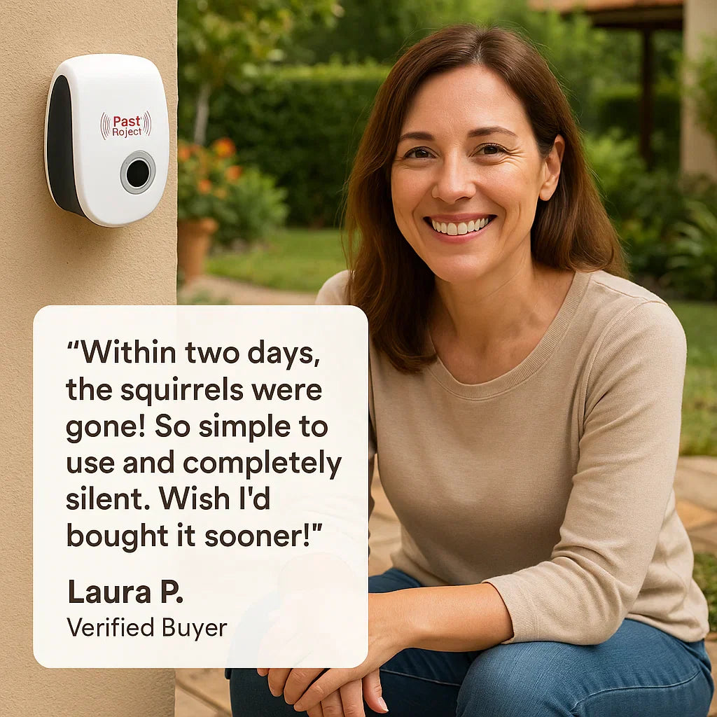 Ultrasonic Pest Repeller for Squirrels and Rodents - Silent Chemical-Free Protection