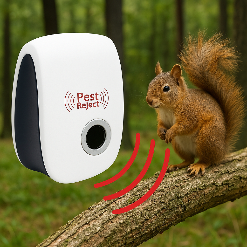 Ultrasonic Pest Repeller for Squirrels and Rodents - Silent Chemical-Free Protection
