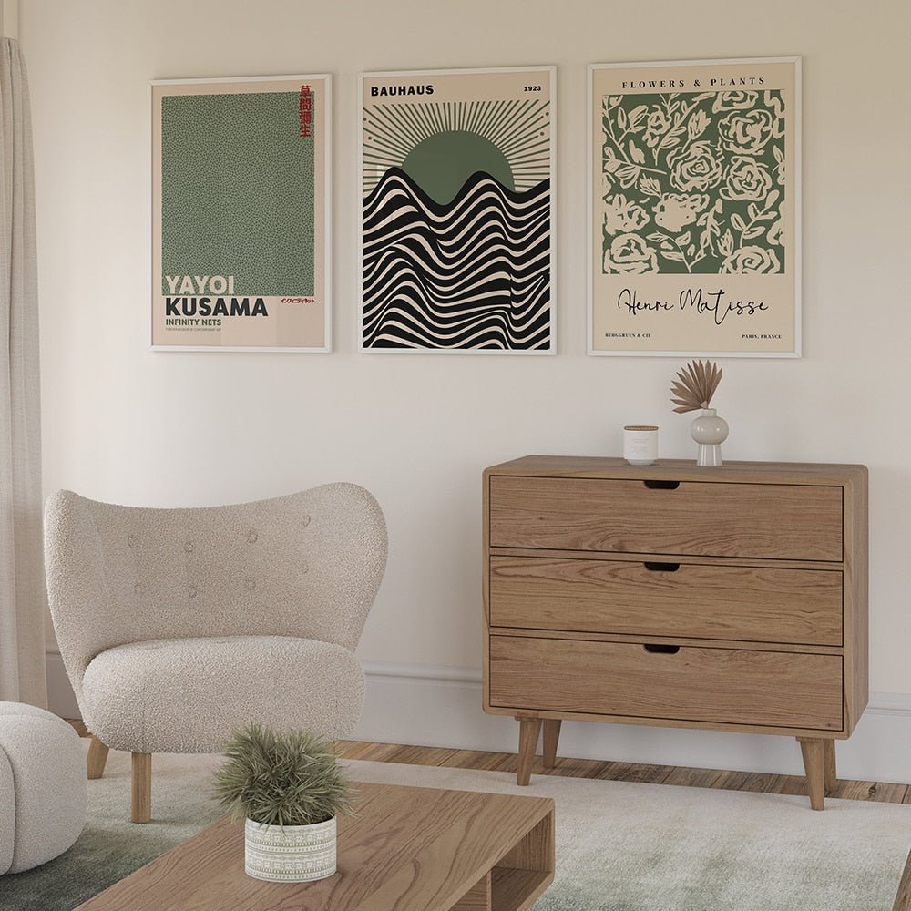Sage Green Matisse Yayoi Kusama Canvas Print