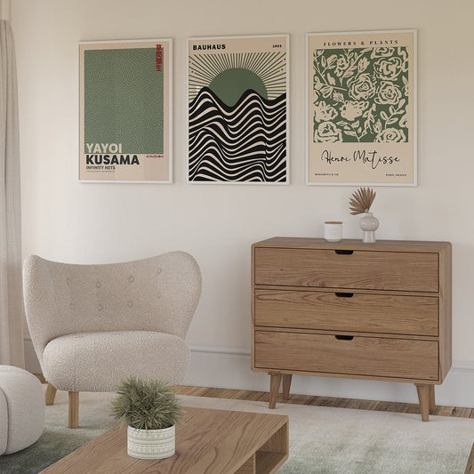 Sage Green Matisse Yayoi Kusama Canvas Print
