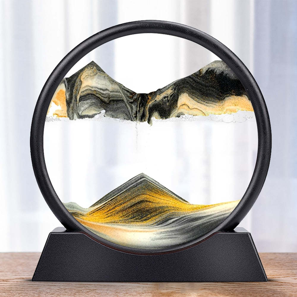 3D Moving Sand Art Glass Sculpture for Calming Home Decor