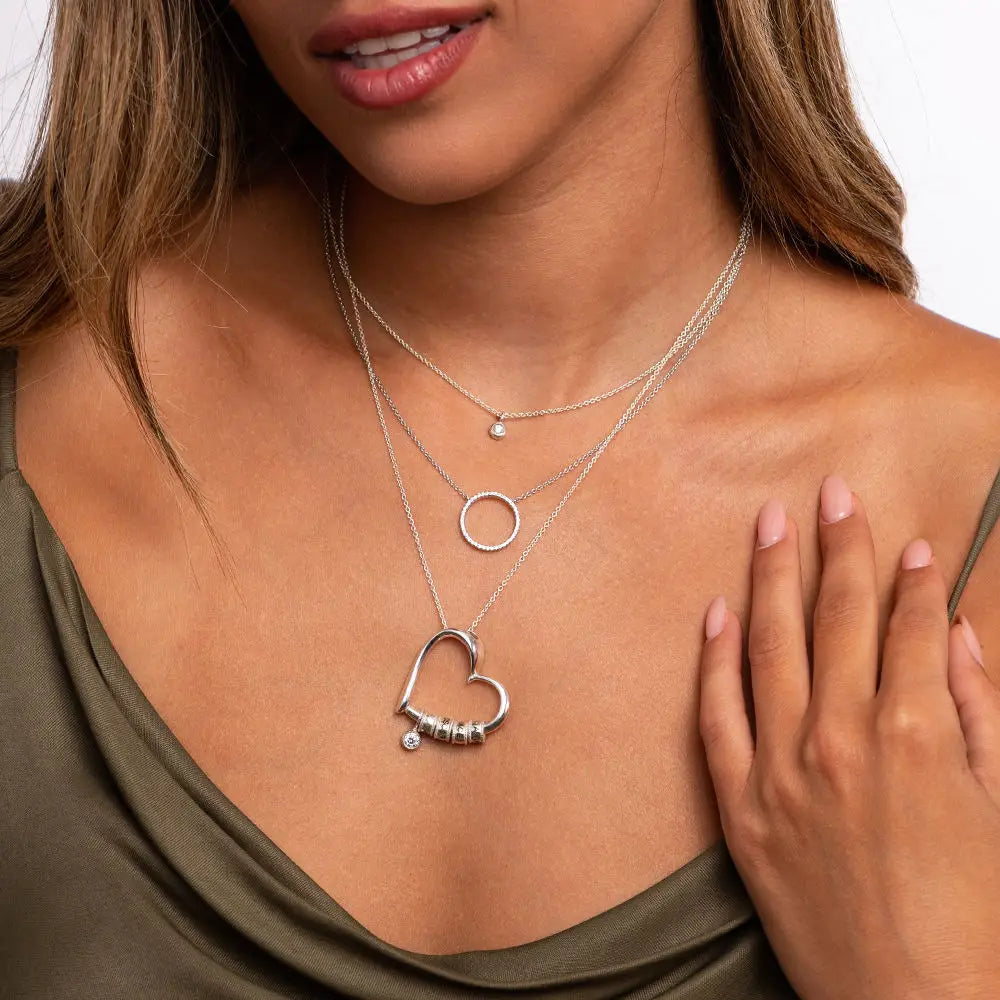 Personalized Heart Pendant Necklace with Engraved Names