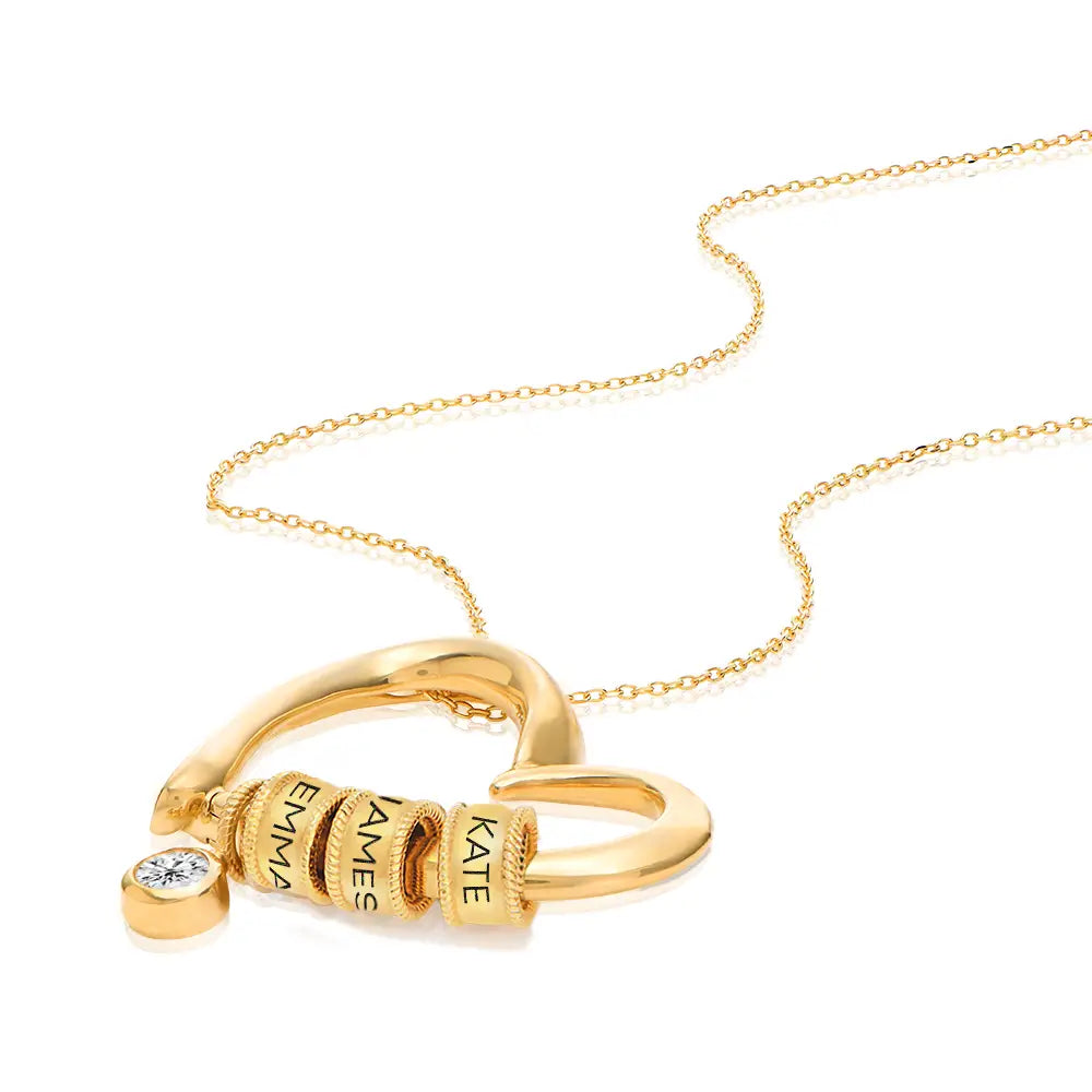 Personalized Heart Pendant Necklace with Engraved Names