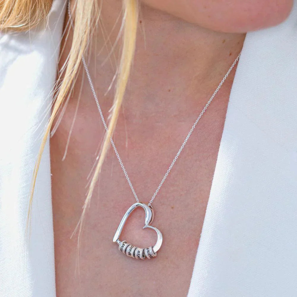 Personalized Heart Pendant Necklace with Engraved Names