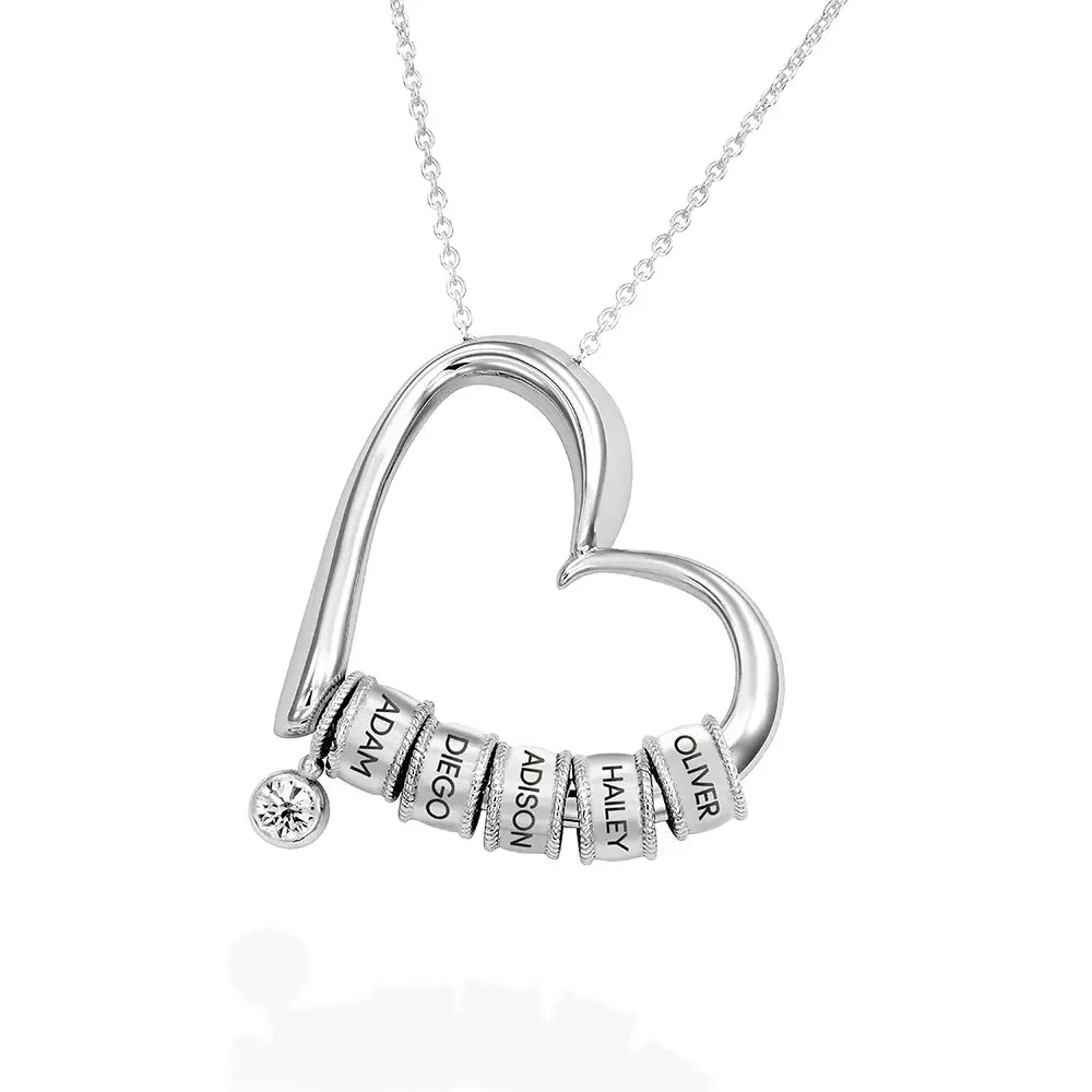 Personalized Heart Pendant Necklace with Engraved Names
