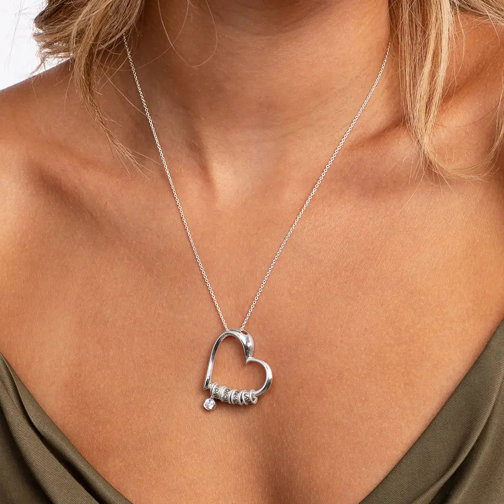 Personalized Heart Pendant Necklace with Engraved Names