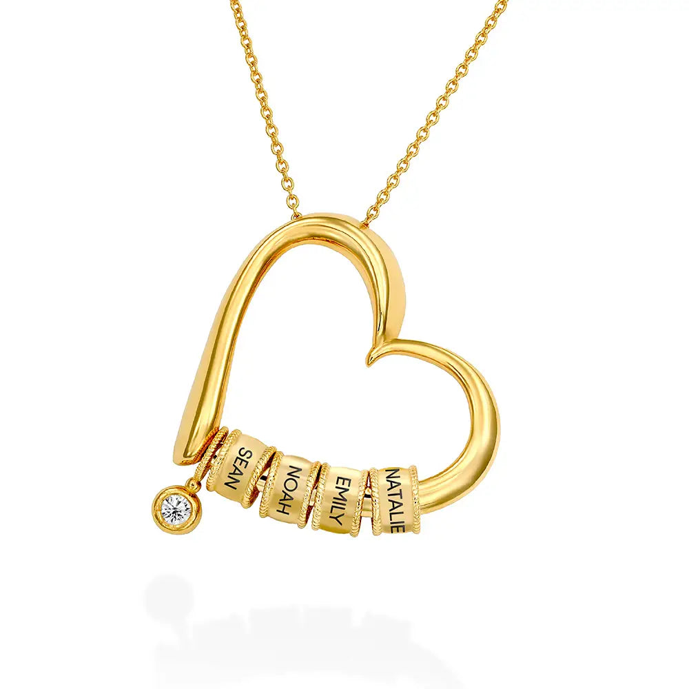 Personalized Heart Pendant Necklace with Engraved Names