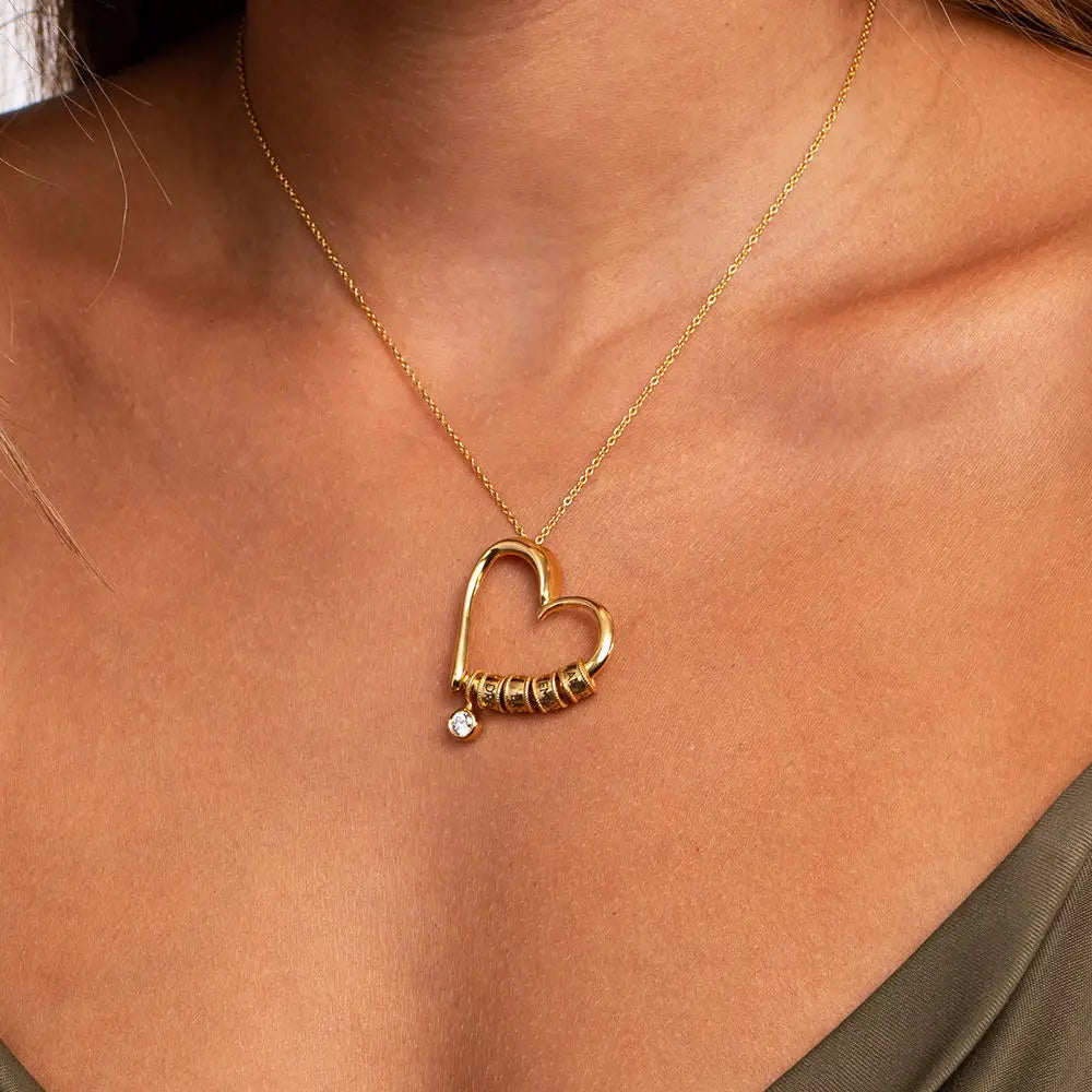 Personalized Heart Pendant Necklace with Engraved Names