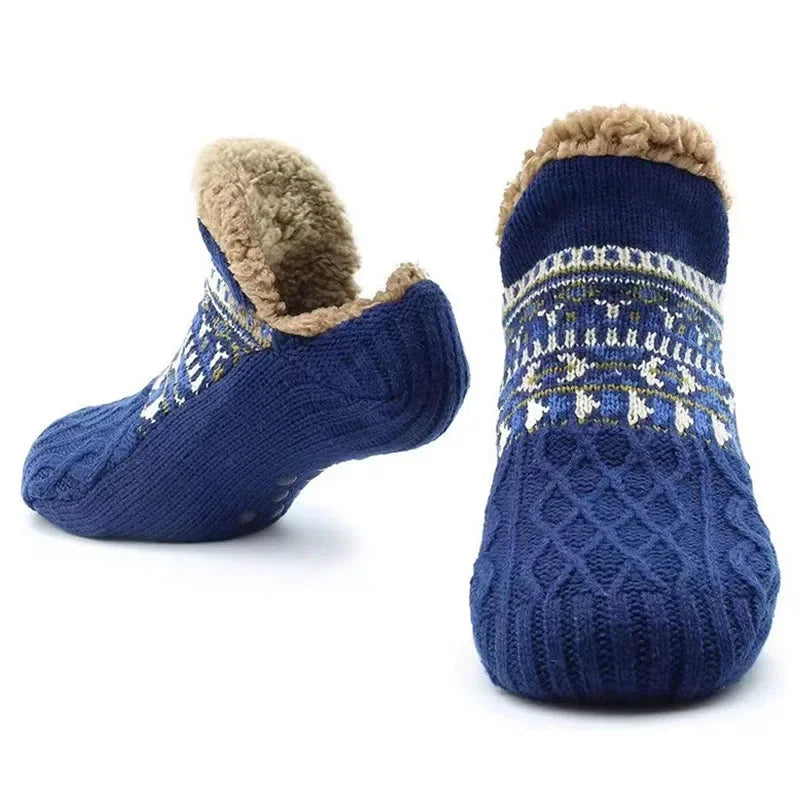 Snow Pattern Plush Warm Socks with Non-Slip Grip