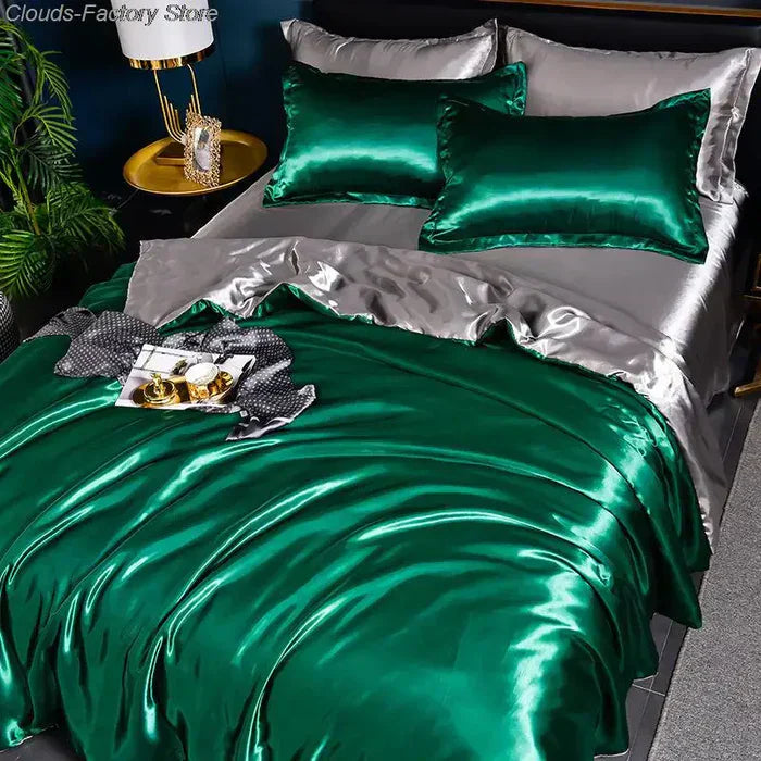 Satin Duvet Cover Set with Pillowcases - Soft Luxury