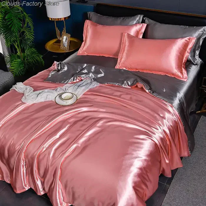 Satin Duvet Cover Set with Pillowcases - Soft Luxury