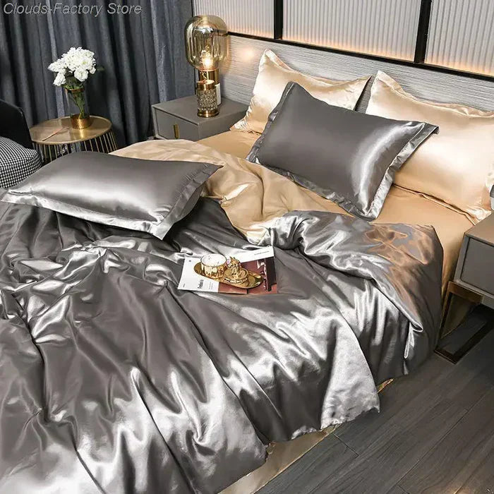 Satin Duvet Cover Set with Pillowcases - Soft Luxury