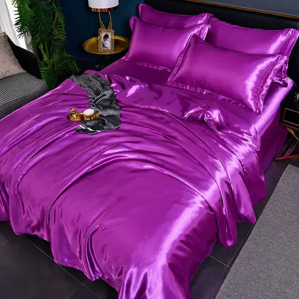 Satin Duvet Cover Set with Pillowcases - Soft Luxury