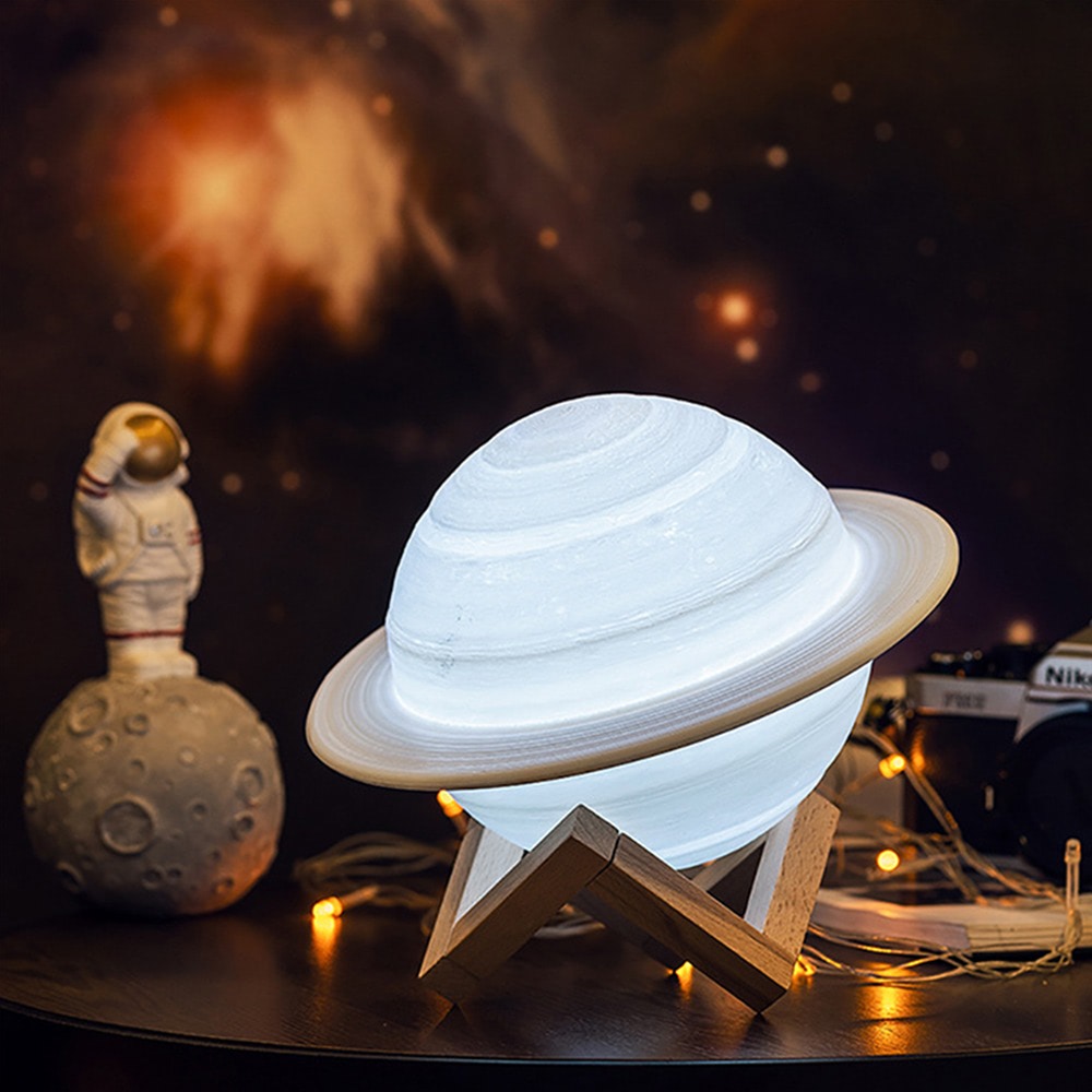 Saturn Planet Night Light with Adjustable Brightness and Rechargeable Battery