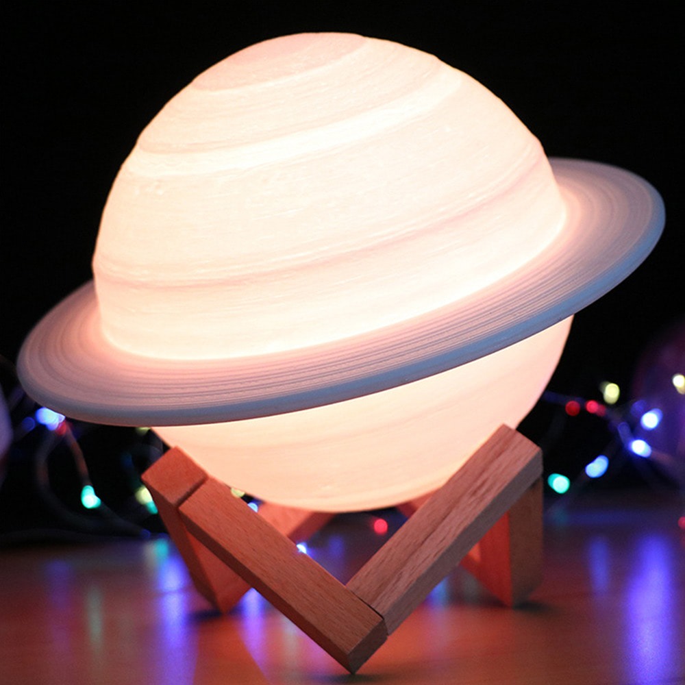 Saturn Planet Night Light with Adjustable Brightness and Rechargeable Battery