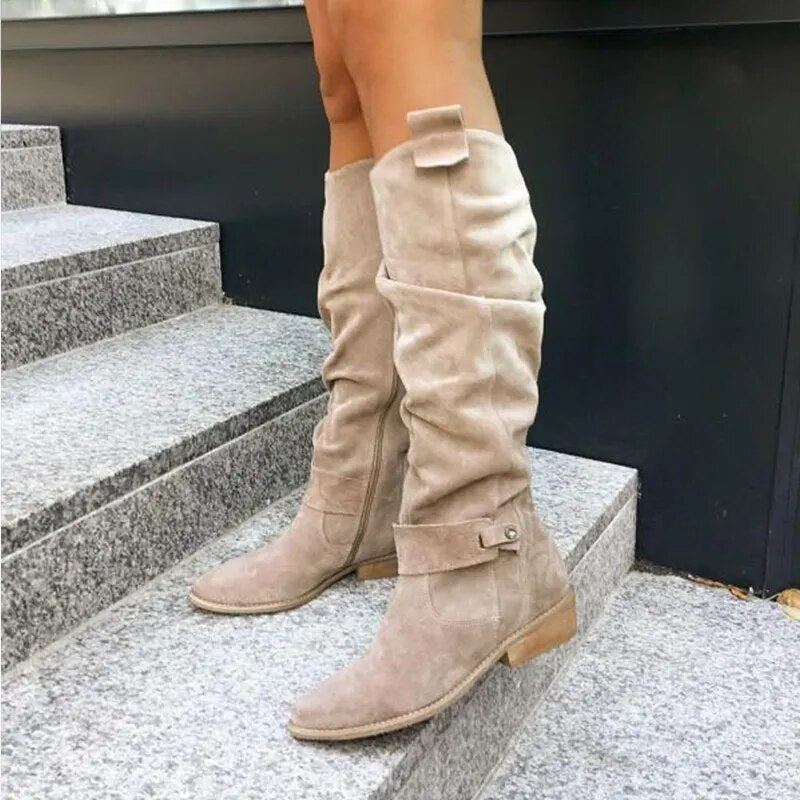 Knee-High Soft Suede Boots for Women