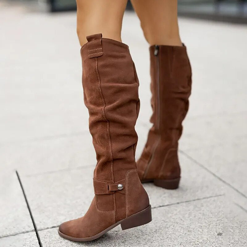Knee-High Soft Suede Boots for Women