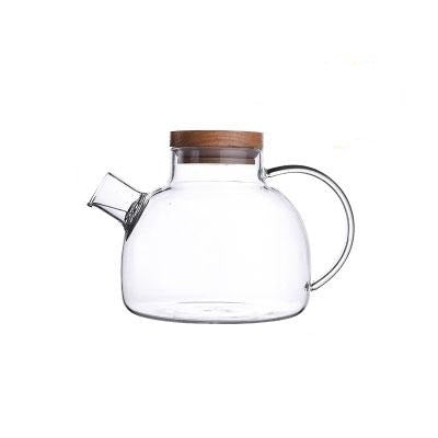 Scandinavian Borosilicate Glass Teapot Set with Oak Tray and Cups