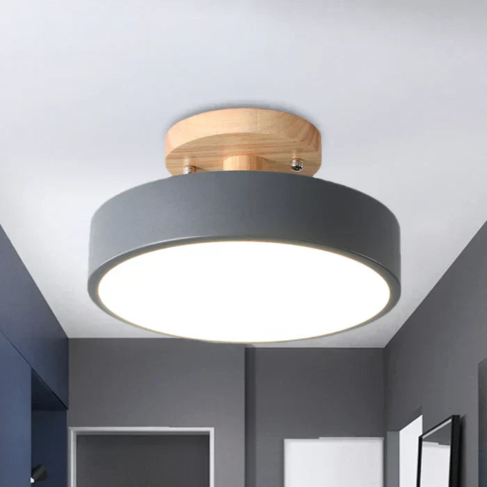 Scandinavian Wood and Metal LED Ceiling Lamp