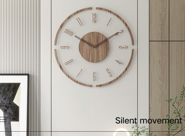 Scandinavian Solid Wood Wall Clock - Silent Minimalist Design