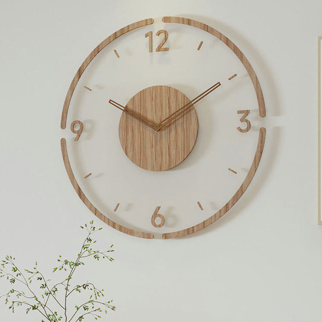 Scandinavian Solid Wood Wall Clock - Silent Minimalist Design