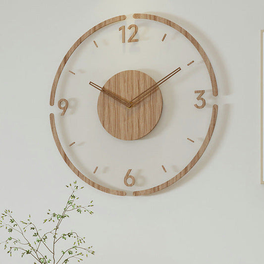 Scandinavian Solid Wood Wall Clock - Silent Minimalist Design