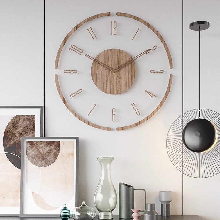 Scandinavian Solid Wood Wall Clock - Silent Minimalist Design