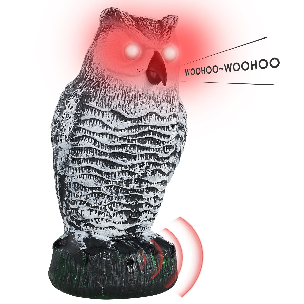 Realistic Owl Decoy Scarecrow with Flashing Eyes and Sounds