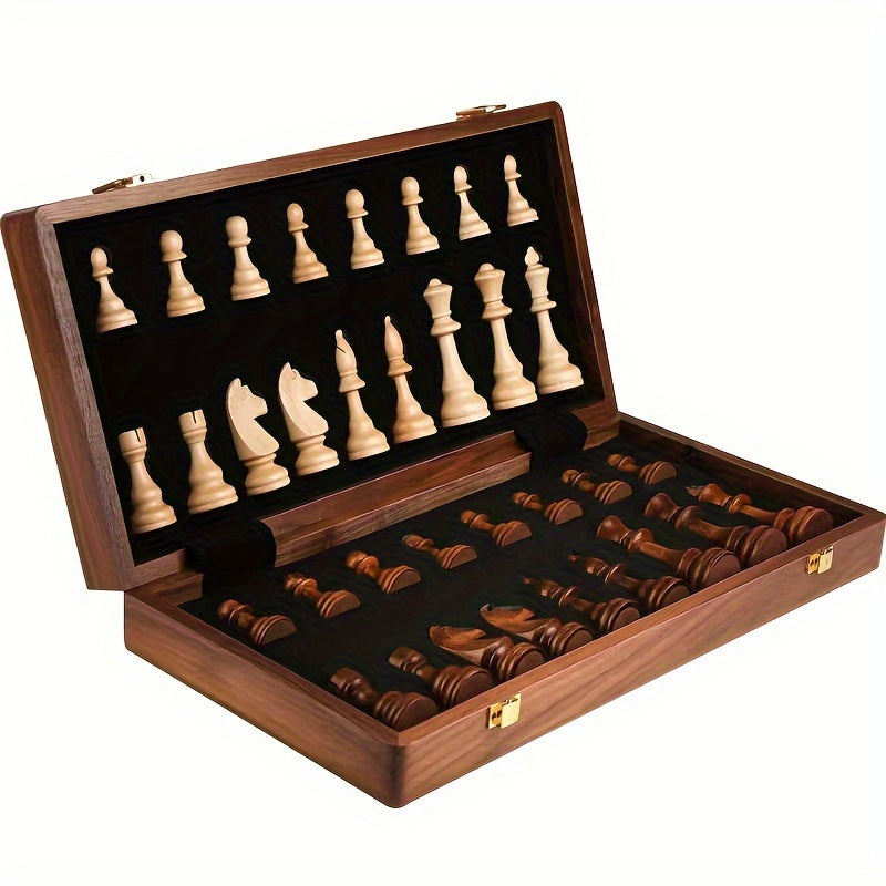 Foldable Wooden Chess Set with Pieces - Portable Classic Design